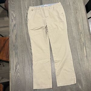 Dockers Khaki Dress Pants Straight Leg Flat Front Mid Rise Slash Pockest Tan 12
